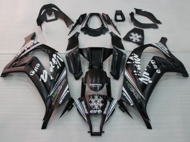 Kawasaki ZX10R Motorrad Verkleidung 2011-2015 - Glanzendes Schwarz Weiss Elf Schnee Aufkleber