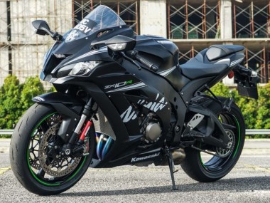 Kawasaki ZX10R Motorrad Verkleidung 2011-2015 - Matt Schwarz Weiss Grun Schnee Aufkleber