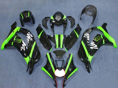 Kawasaki ZX10R Motorrad Verkleidung 2016-2020 - Glanzendes Schwarz Grun Monster