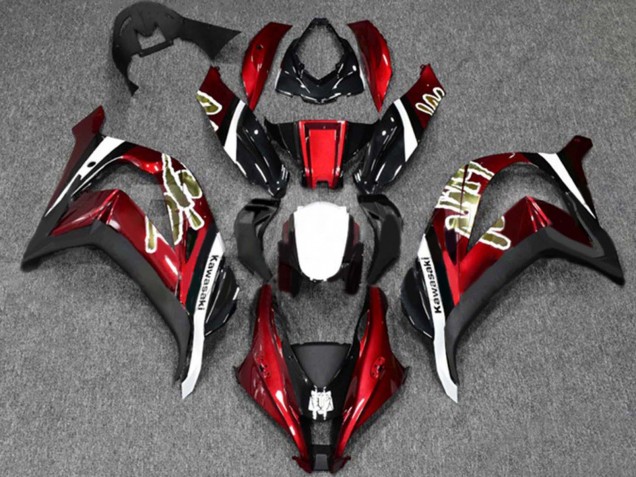 Kawasaki ZX10R Motorrad Verkleidung 2016-2020 - Rot Glanzendes Schwarz Weiss