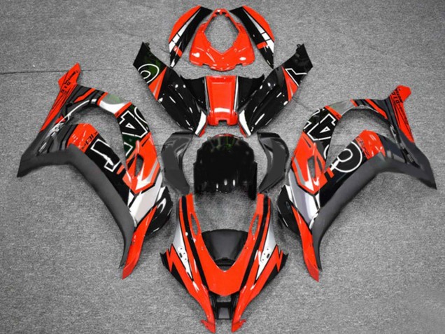 Kawasaki ZX10R Motorrad Verkleidung 2016-2020 - Rot Silber Glanzendes Schwarz