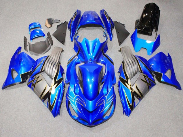 Kawasaki ZX14R ZZR1400 Motorrad Verkleidung 2006-2011 - Blau Grau