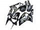 Kawasaki ZX6R Motorrad Verkleidung 2003-2004 - Glanzendes Schwarz Weiss Motul Lucky Strike
