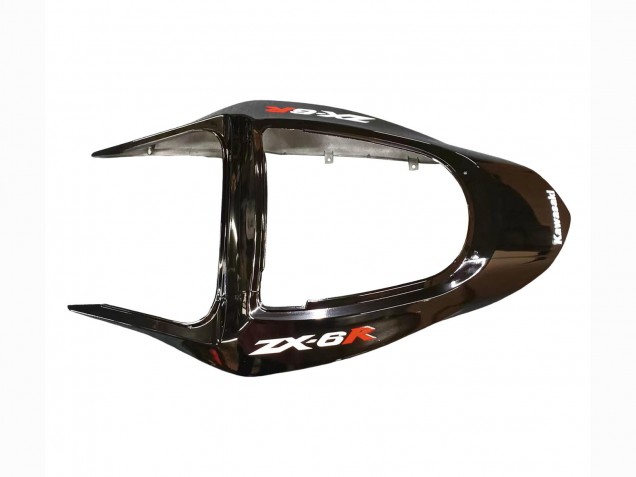 Kawasaki ZX6R Motorrad Verkleidung 2003-2004 - Glanzendes Schwarz Rot Flamme