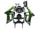 Kawasaki ZX6R Motorrad Verkleidung 2003-2004 - Glanzendes Schwarz Grun Flamme