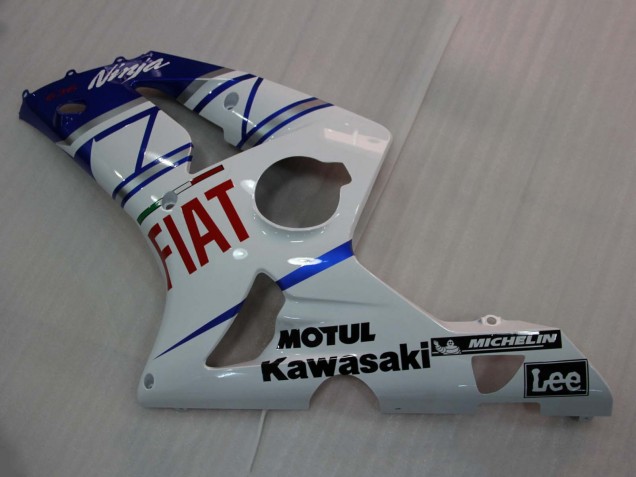 Kawasaki ZX6R Motorrad Verkleidung 2003-2004 - Weiss Blau Rot Fiat