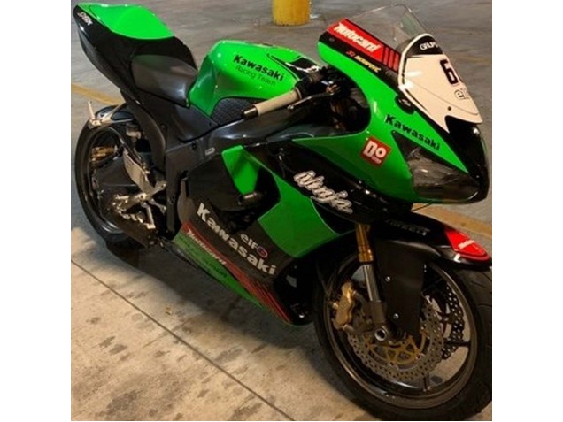 Kawasaki ZX6R Motorrad Verkleidung 2005-2006 - Grun Rot Schwarz Elf 66