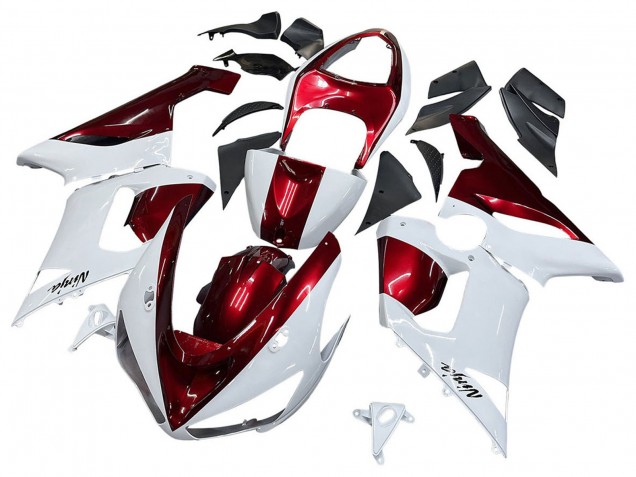 Kawasaki ZX6R Motorrad Verkleidung 2005-2006 - Weiss Rot