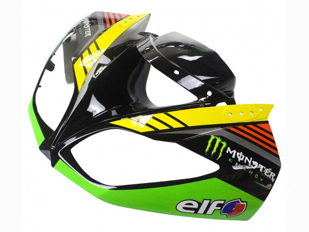 Kawasaki ZX6R Motorrad Verkleidung 2009-2012 - Grun Glanzendes Schwarz Gelb Weiss Rot Elf Monster