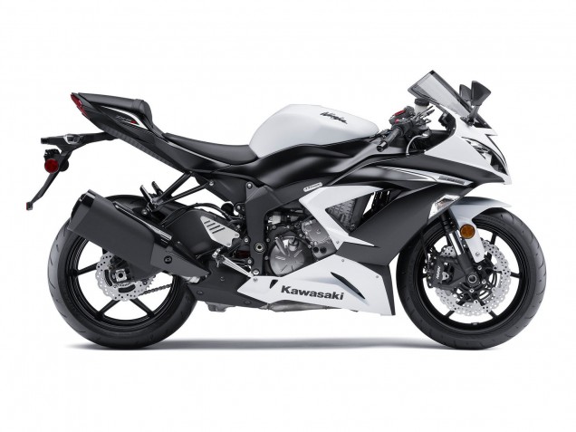 Kawasaki ZX6R Motorrad Verkleidung 2009-2012 - Weiss Matt Schwarz