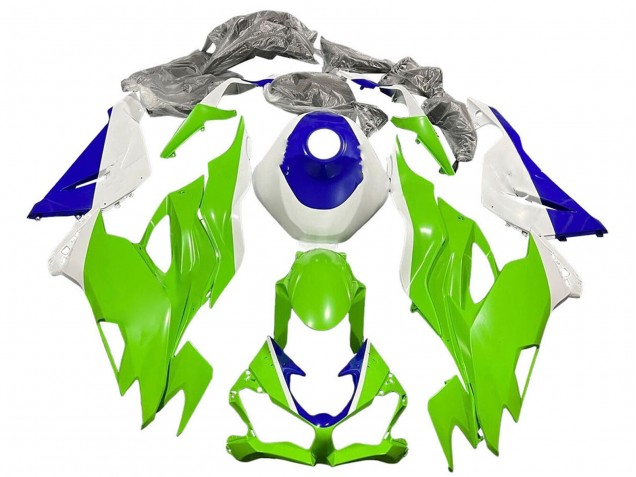 Kawasaki ZX6R Motorrad Verkleidung 2019-2022 - Weiss Blau Grun