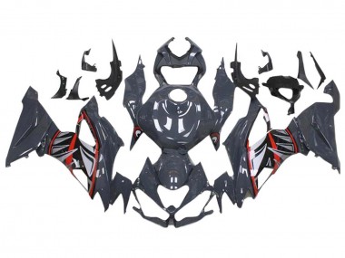 Kawasaki ZX6R Motorrad Verkleidung 2019-2022 - Nardo Grau Rot Weiss Hai