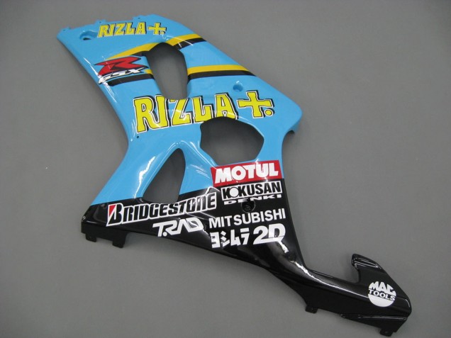 Suzuki GSXR1000 Motorrad Verkleidung 2000-2002 - Hellblau Gelb Schwarz Motul Rizla