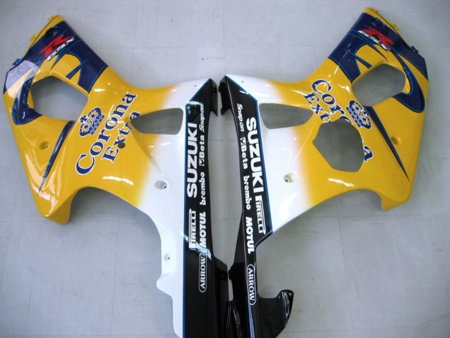 Suzuki GSXR1000 Motorrad Verkleidung 2000-2002 - Gelb Dunkel Blau Weiss Motul Corona