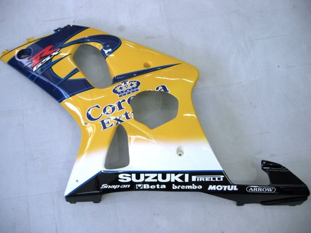 Suzuki GSXR1000 Motorrad Verkleidung 2000-2002 - Gelb Dunkel Blau Weiss Motul Corona