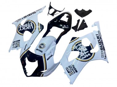 Suzuki GSXR 1000 Motorrad Verkleidung 2003-2004 - Weiss Schwarz Gold Motul Lucky Strike