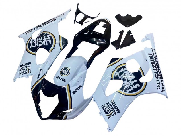 Suzuki GSXR 1000 Motorrad Verkleidung 2003-2004 - Weiss Schwarz Gold Motul Lucky Strike