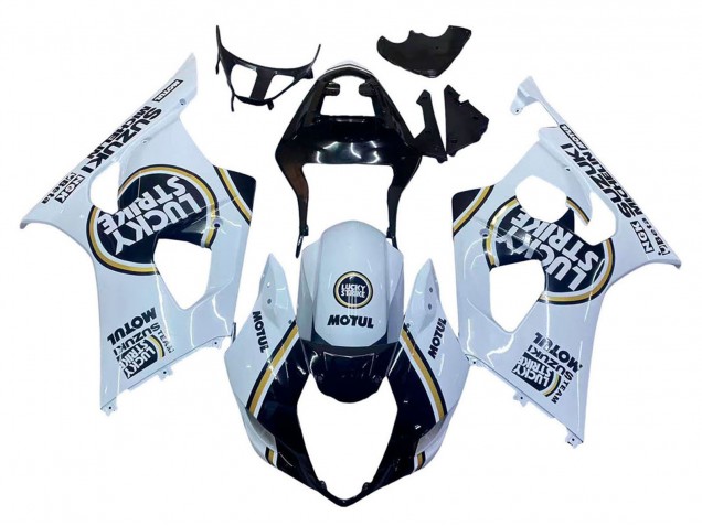 Suzuki GSXR 1000 Motorrad Verkleidung 2003-2004 - Weiss Schwarz Gold Motul Lucky Strike