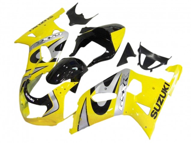 Suzuki GSXR 600 / GSXR 750 Motorrad Verkleidung Kit 2001-2003 - Gelb Silber Glanzendes Schwarz