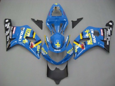 Suzuki GSXR 600 / GSXR 750 Motorrad Verkleidung 2001-2003 - Blau Gelb Schwarz Motul Rizla