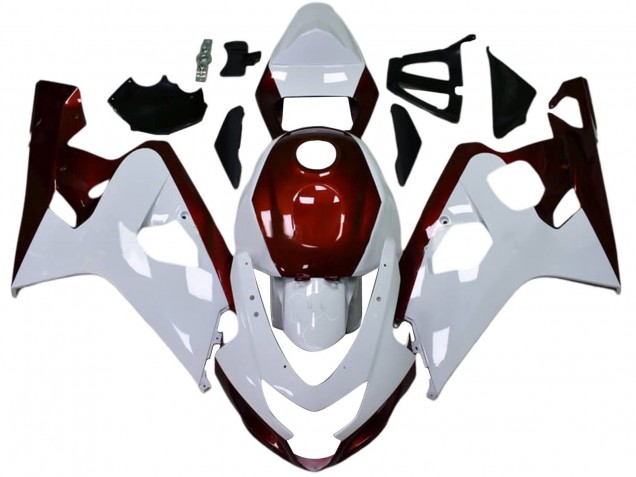 Suzuki GSXR 600 / GSXR 750 Motorrad Verkleidung 2004-2005 - Weiss Bonbon Rot Schwarz