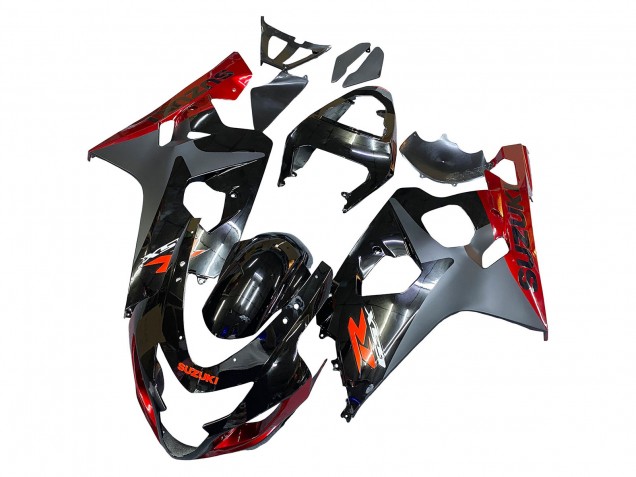 Suzuki GSXR 600 / GSXR 750 Motorrad Verkleidung 2004-2005 - Schwarz Grau Rot