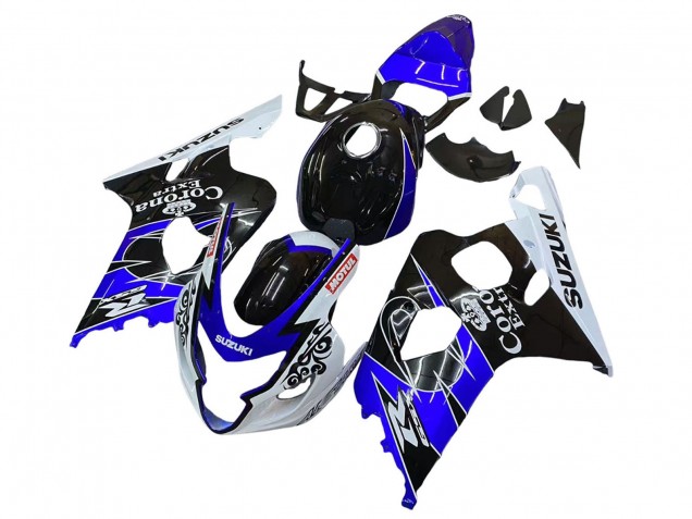 Suzuki GSXR 600 / GSXR 750 Motorrad Verkleidung 2004-2005 - Weiss Blau Schwarz Corona Motul
