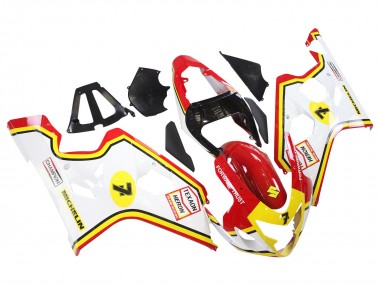 Suzuki GSXR 600 / GSXR 750 Motorrad Verkleidung 2004-2005 - Weiss Rot Gelb Michelin Texaon Heron 7