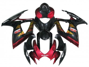 Suzuki GSXR 600 / GSXR 750 Motorrad Verkleidung 2006-2007 - Glanzendes Schwarz Rot Gold
