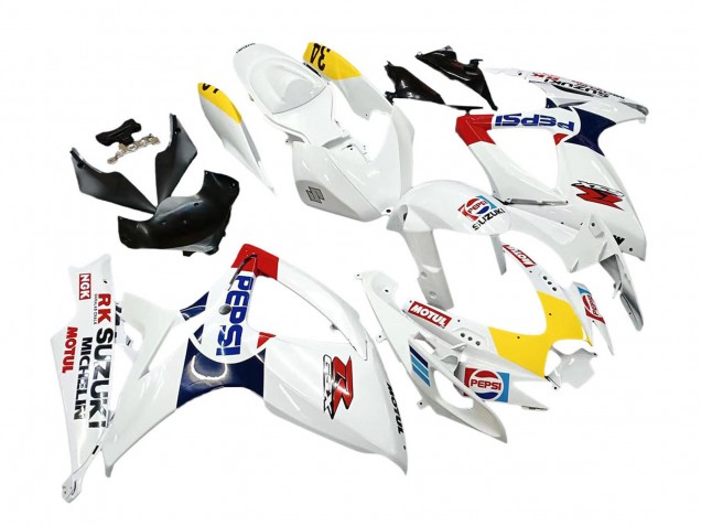 Suzuki GSXR 600 / GSXR 750 Motorrad Verkleidung 2006-2007 - Weiss Rot Gelb Motul