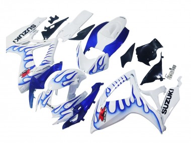 Suzuki GSXR 600 / GSXR 750 Motorrad Verkleidung 2006-2007 - Weiss Blau Flamme