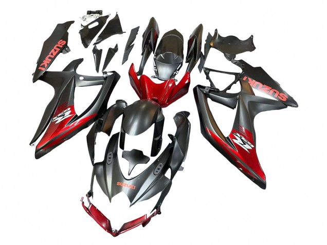 Suzuki GSXR 600 / GSXR 750 Motorrad Verkleidung 2008-2010 - Matt Schwarz Rot