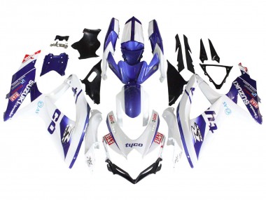 Suzuki GSXR 600 / GSXR 750 Motorrad Verkleidung 2008-2010 - Weiss Blau Schwarz Tyco