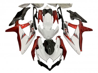 Suzuki GSXR 600 / GSXR 750 Motorrad Verkleidung 2008-2010 - Weiss Orange Glanzendes Schwarz