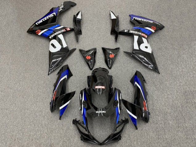 Suzuki GSXR 600 / GSXR 750 Motorrad Verkleidung 2008-2010 - Glanzendes Schwarz Weiss Blau Rot