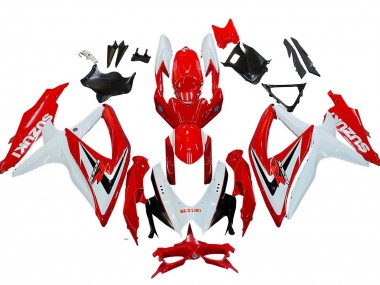 Suzuki GSXR 600 / GSXR 750 Motorrad Verkleidung 2008-2010 - Weiss Rot Schwarz