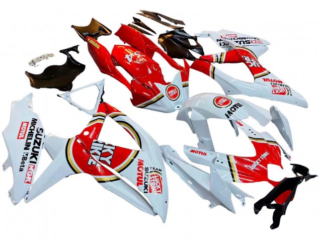 Suzuki GSXR 600 / GSXR 750 Motorrad Verkleidung 2008-2010 - Weiss Rot Motul Lucky Strike