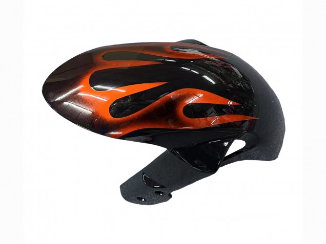 Suzuki GSXR 600 / GSXR 750 Motorrad Verkleidung 2008-2010 - Glanzendes Schwarz Orange Flamme