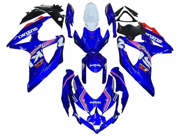 Suzuki GSXR 600 / GSXR 750 Motorrad Verkleidung 2008-2010 - Weiss Blau Rosa Ecstar Motul