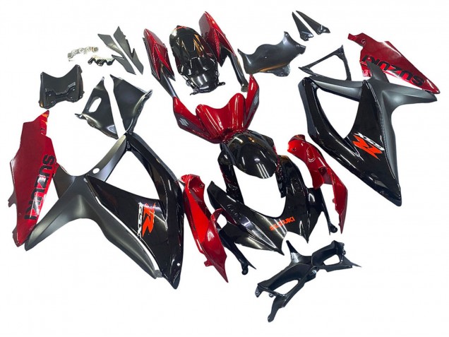 Suzuki GSXR 600 / GSXR 750 Motorrad Verkleidung 2008-2010 - Rot Glanzendes Schwarz