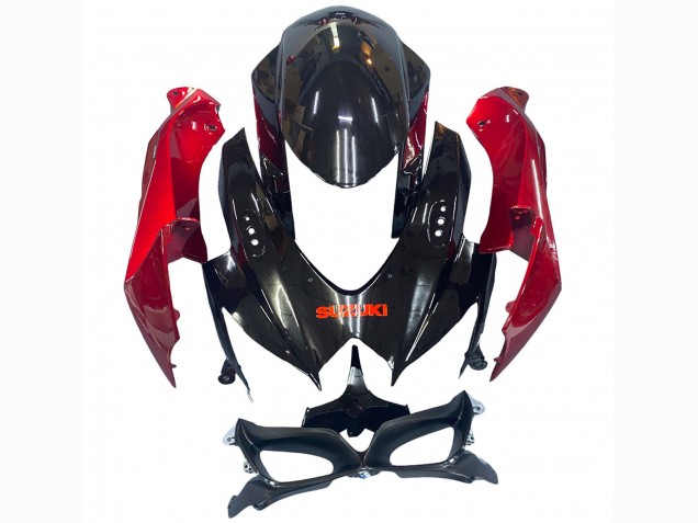 Suzuki GSXR 600 / GSXR 750 Motorrad Verkleidung 2008-2010 - Rot Glanzendes Schwarz