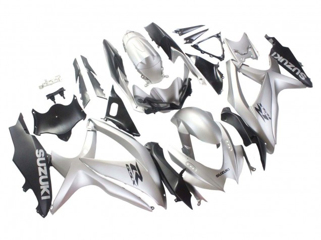 Suzuki GSXR 600 / GSXR 750 Motorrad Verkleidung 2008-2010 - Silber Matt Schwarz