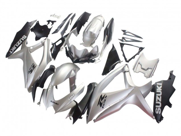 Suzuki GSXR 600 / GSXR 750 Motorrad Verkleidung 2008-2010 - Silber Matt Schwarz