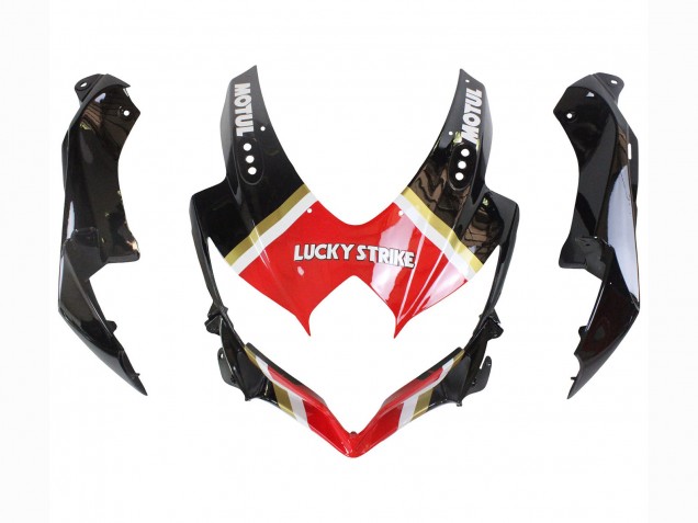 Suzuki GSXR 600 / GSXR 750 Motorrad Verkleidung 2008-2010 - Glanzendes Schwarz Rot Weiss Motul Lucky Strike