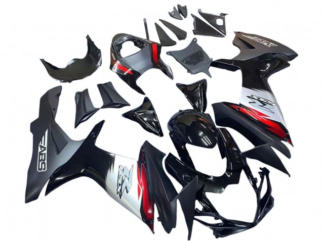 Suzuki GSXR 600 / GSXR 750 Motorrad Verkleidung 2011-2024 - Glanzendes Schwarz Geschmiedet Carbonfaser Silber Rot