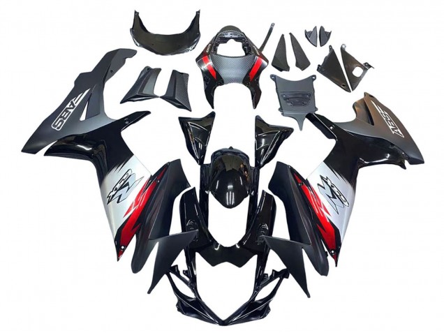 Suzuki GSXR 600 / GSXR 750 Motorrad Verkleidung 2011-2024 - Glanzendes Schwarz Geschmiedet Carbonfaser Silber Rot