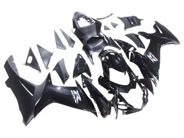 Suzuki GSXR 600 / GSXR 750 Motorrad Verkleidung 2011-2024 - Glanzendes Schwarz Matt Schwarz Weiss Aufkleber
