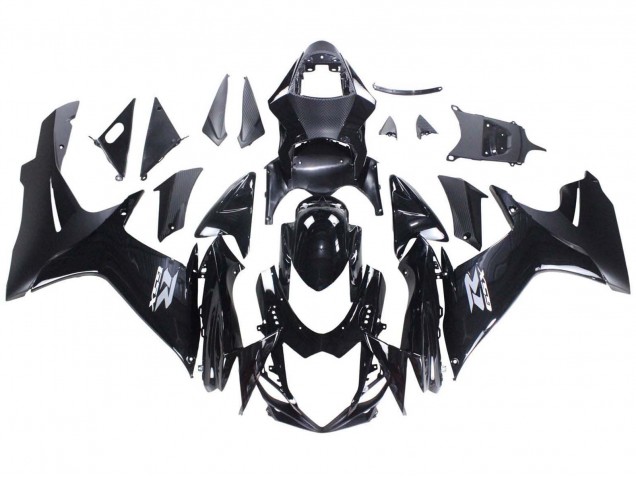 Suzuki GSXR 600 / GSXR 750 Motorrad Verkleidung 2011-2024 - Glanzendes Schwarz Matt Schwarz Weiss Aufkleber