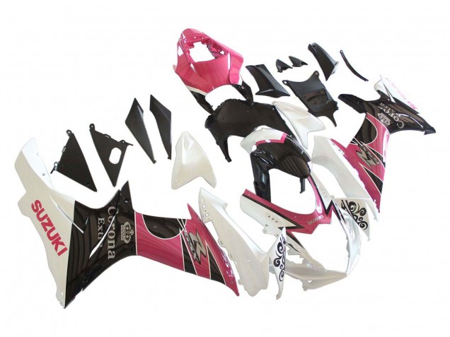Suzuki GSXR 600 / GSXR 750 Motorrad Verkleidung 2011-2024 - Weiss Rosa Schwarz Corona
