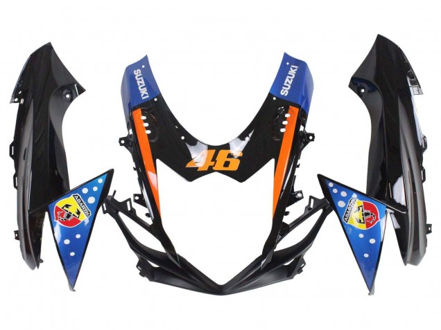 Suzuki GSXR 600 / GSXR 750 Motorrad Verkleidung 2011-2024 - Hellblau Orange Schwarz Weiss Hai 46